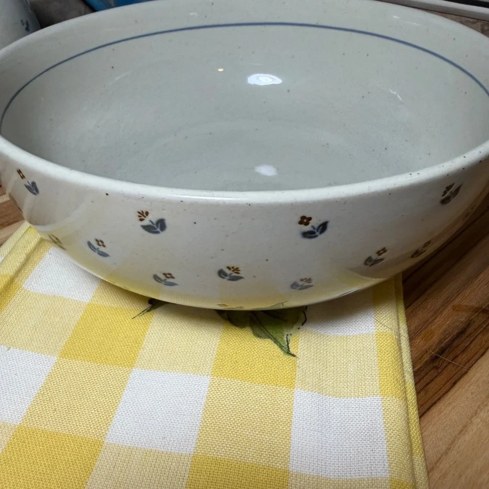 Vintage Otagiri Petite Rose Japan Stoneware Bowl & Lidded Crock Set Hand Crafted